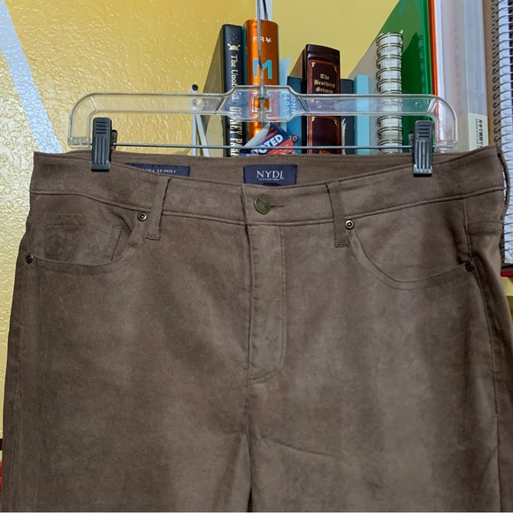 NYDJ Alina Split Hem Faux Suede Ankle Skinny Pants Size 10 - Picture 10 of 10